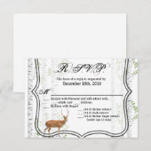 5x3.5 返信カード 木の森の鹿 雌鹿 オス鹿 狩猟 招待状 (正面/裏面)