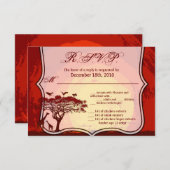 5x3.5 R.S.V.P.カードアフリカンサファリキリン夕日 招待状 (正面/裏面)