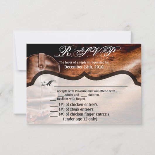 5x3.5 R.S.V.P.カードクリスマスカウボーイブーツバーンウッドRu 招待状 (正面)