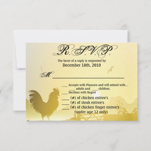 5x3.5 R.S.V.P.カードクリスマスサニーモーニングファームカウンタ 招待状 (正面)