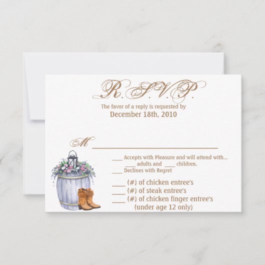 5x3.5 R.S.V.P.カードクリスマスサマーカントリー結婚式Ru 招待状 (正面)