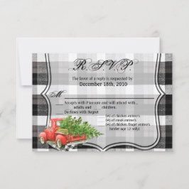 5x3.5 R.S.V.P.カードクリスマストラックバッファロープレイドクリス 招待状