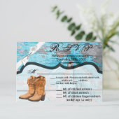 5x3.5 R.S.V.P.カードクリスマスブルーウッドバーンドアブーツ 招待状 (スタンド正面)