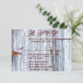 5x3.5 R.S.V.P.カードクリスマスホワイトウォッシュウッドバーンドア 招待状 (スタンド正面)