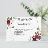 5x3.5 R.S.V.P.カードクリスマスホワイトローズ金ゴールド幾何学的 招待状 (スタンド正面)