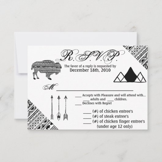 5x3.5 R.S.V.P.カードクリスマスボホバッファロートバルパテ 招待状 (正面)