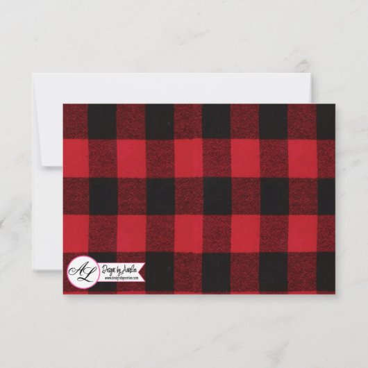 5x3.5 R.S.V.P.カードクリスマス赤バッファロープレイドベア 招待状 (裏面)