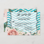 5x3.5 R.S.V.P.カードジオメトリックバラ山形ティール(緑がかった色) 招待状 (正面/裏面)