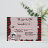 5x3.5 R.S.V.P.カードスカルバラゴシック色シボロン赤 招待状 (スタンド正面)