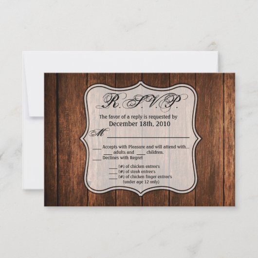 5x3.5 R.S.V.P.カードバーンドウッドカントリー素朴 招待状 (正面)