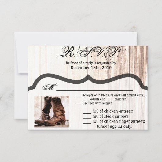 5x3.5 R.S.V.P.カードブーツカントリ素朴ーウェスタンWestern Wer 招待状 (正面)