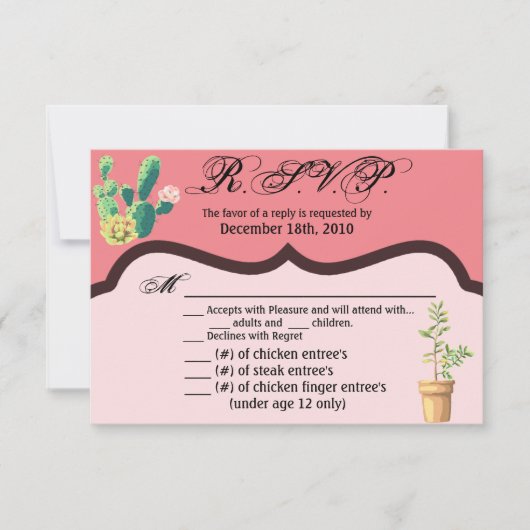 5x3.5 R.S.V.P.カードボヘミアンサボテン多肉果Des 招待状 (正面)