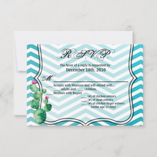 5x3.5 R.S.V.P.カードボホカクチサボカクルーツボクルーズ 招待状 (正面)