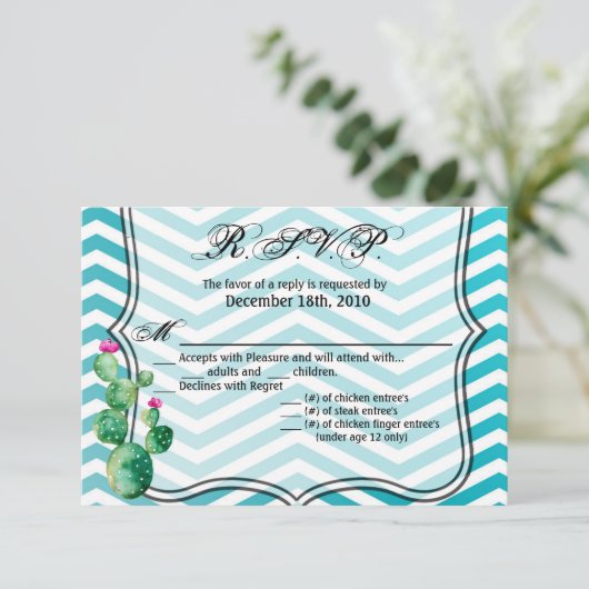 5x3.5 R.S.V.P.カードボホカクチサボカクルーツボクルーズ 招待状 (スタンド正面)