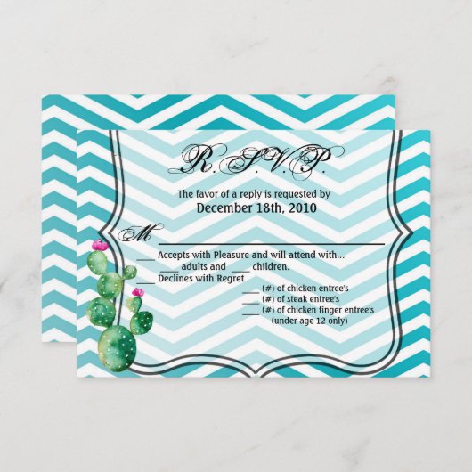 5x3.5 R.S.V.P.カードボホカクチサボカクルーツボクルーズ 招待状 (正面/裏面)