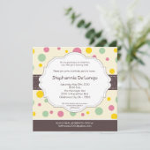 5x5ガールピンク水玉模様ポーク誕生日招待状 招待状 (スタンド正面)