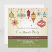 5x5クリスマスオーナメントクリスマスパーティの招待状 招待状 (正面/裏面)