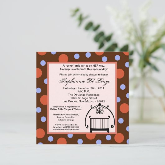 5x5クリブクレードルベビーベッドベビーシャワー招待状 招待状 (スタンド正面)