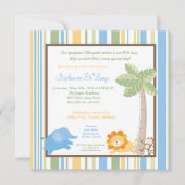 5x5ジャングルサファリ動物園アニマベビーシャワー招待状 招待状 (正面)