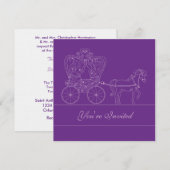 5x5ダークパープルキャリッジ結婚式招待状 招待状 (正面/裏面)