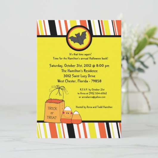 5x5トリックまたはトリートハローウィンパーティ招待状 招待状 (スタンド正面)