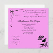 5x5ピンクバード赤ちゃんシャワー招待状 招待状 (正面/裏面)