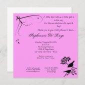 5x5ピンクバード赤ちゃんシャワー招待状 招待状 (正面/裏面)