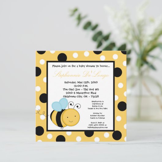 5x5ブジンハニーのまわりにベビーシャワー招待状 招待状 (スタンド正面)
