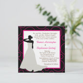 5x5ブラックポックドット結婚式招待状 招待状 (スタンド正面)