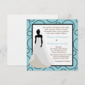 5x5ライトブルーポックドット結婚式招待状 招待状 (正面/裏面)