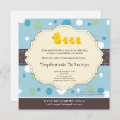 5x5三重項の男の子のゴム製アヒルのベビーシャワーの招待状 招待状 (正面/裏面)