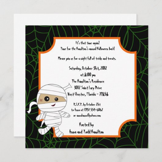 5x5小さいクリーパーのハローウィンパーティの招待状 招待状 (正面/裏面)