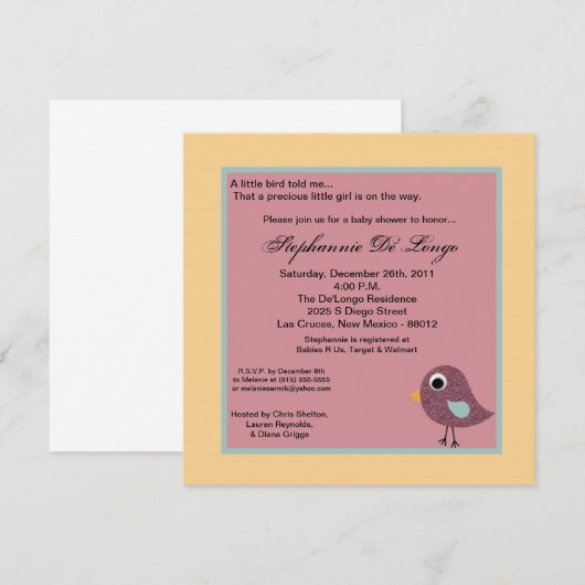 5x5小鳥招待状 招待状 (正面/裏面)