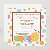 5x5春の幼虫みみずのベビーシャワーの招待状 招待状 (正面/裏面)