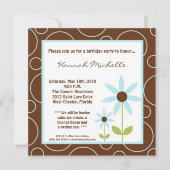 5x5春ブルーフラワーバースデーパーティーの招待状 招待状 (正面)