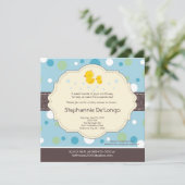 5x5男の子のゴム製アヒルのDuckieのベビーシャワーの招待状 招待状 (スタンド正面)