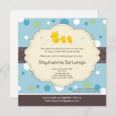 5x5男の子の双生児のゴム製アヒルのベビーシャワーの招待状 招待状 (正面/裏面)