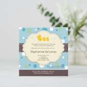 5x5男の子の双生児のゴム製アヒルのベビーシャワーの招待状 招待状 (スタンド正面)