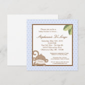 5x5男の子青い猿のベビーシャワーの招待状 招待状 (正面/裏面)