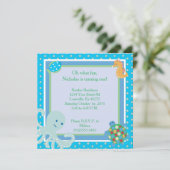 5x5 カリプソの海の生き物たち 1歳の誕生日パーティー招待状 招待状 (スタンド正面)