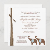 5x5 双子の男の子の象のベビーシャワー招待状 招待状 (正面/裏面)