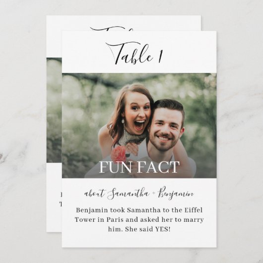 5x7おもしろいファクト写真結婚のテーブル番号 (正面/裏面)