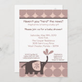 5x7かわいい紫色象のベビーシャワーの招待状 招待状 (正面/裏面)