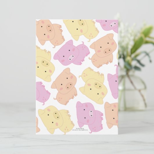 5x7かわいく小さく豚のようなブタの誕生会の招待 招待状 (スタンド正面)