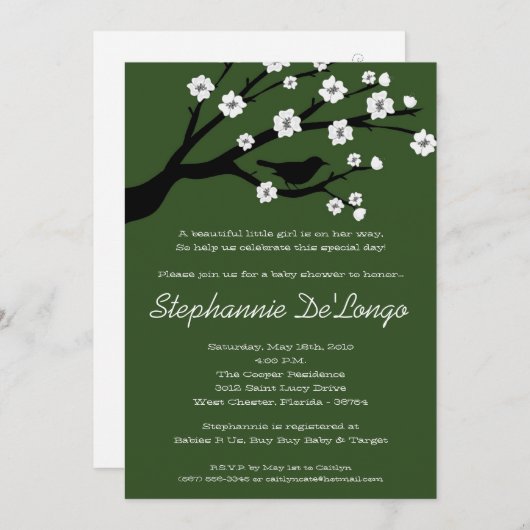 5x7さくらんぼブロッサムツリーベビーシャワー招待状 招待状 (正面/裏面)