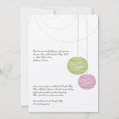 5x7のピンク及び緑書のランタン日の結婚式の招待 招待状 (裏面)