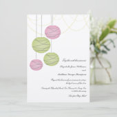 5x7のピンク及び緑書のランタン日の結婚式の招待 招待状 (スタンド正面)