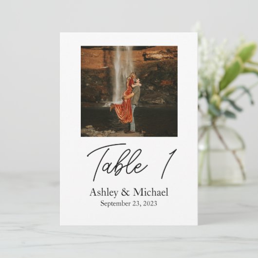 5x7の写真付きテーブル番号 招待状 (スタンド正面)