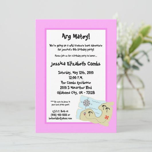5x7の海賊記念狩り誕生パーティーの招待 招待状 (スタンド正面)