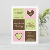 5x7の鳥とハートブロック赤ちゃんシャワー招待状 招待状 (スタンド正面)